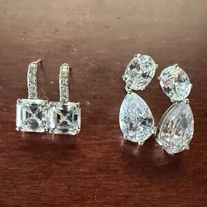Elegant Silver Crystal Earrings Set